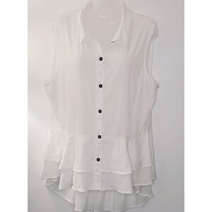 High Low Ruffle  Sleeveless Blouse